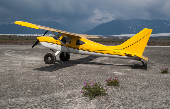 N322MX at the foot of the Knik Glacier